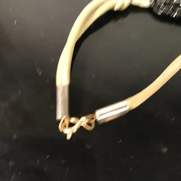 Vintage Silk Hematite Choker Beaded Necklace 9 Strand  Formal Evening - Picture 5 of 5